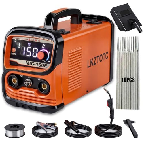 150A 110V Flux Core Welder, 3 in 1 Welder, Gasless MIG Welders/Lift TIG/Stick Welding Machine, IGBT Inverter with LED Display, Includes Gloves, MIG Torch, Brush, Wire & 10 Rods